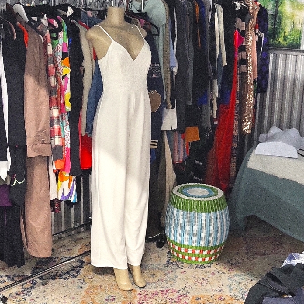 ALYA white wide leg jumpsuit